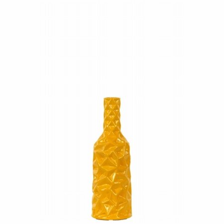 H2H Urban Trends Collection  Ceramic Round Bottle Vase With Wrinkled Sides, Small - Yellow H22484760